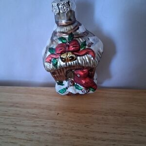 Festive Holiday Ornament with Red Accents